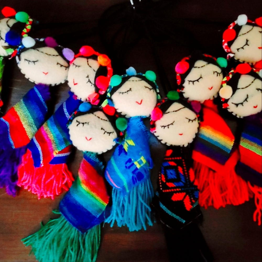 Embroidered beautiful Frida's dolls
